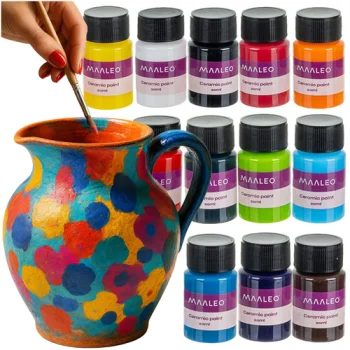 Maaleo Glass and Ceramic Paint Set, 12 Colors, 20 ml