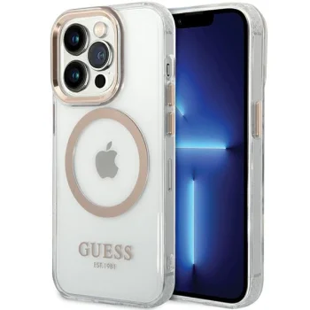Guess iPhone 15 Pro Max Case Metal Outline MagSafe, Gold