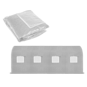 Reinforced Greenhouse Cover Replacement 13 x 8 ft Walk-in PE Plastic, white