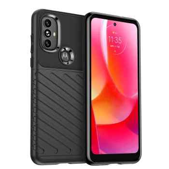 Thunder Case Flexible Armored Case for Motorola Moto G Power 2022, Black