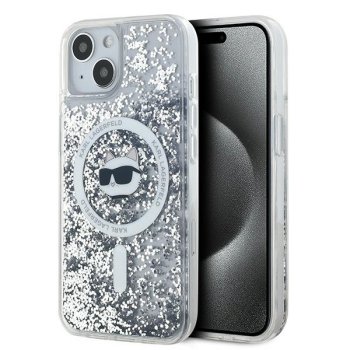 Karl Lagerfeld Liquid Glitter Choupette Head MagSafe Case for iPhone 13 Transparent