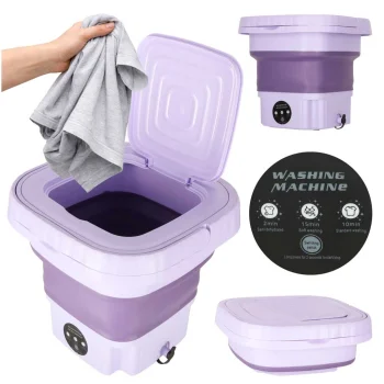 Foldable Portable Mini Washing Machine, 8L, Purple