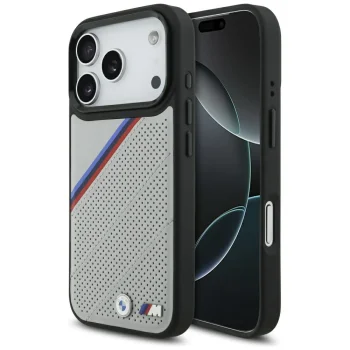 BMW iPhone 17 Pro Case M Tricolor Metal Logo MagSafe, Gray