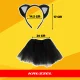 Kruzzel Kids Cat Costume for Girls, 7-Piece Dress Up Set 26474, Black