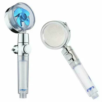 Shower Head with Blue Turbine, Silver/Transparent