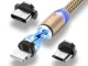 Magnetic Charging Cable 3-in-1 (Micro USB, Type-C, Lightning), 1m, Gold