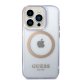 Guess iPhone 14 Pro Case Gold Outline MagSafe, Purple