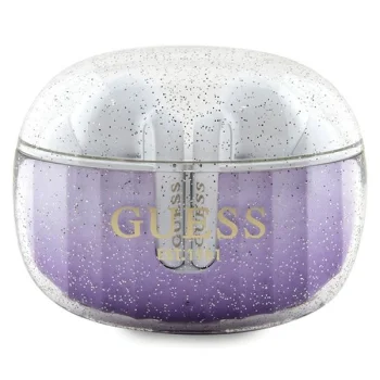 Belaidės TWS ausinės Guess Glitter Gradient su įkrovimo dėklu, violetinės