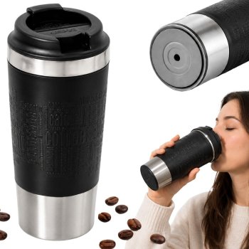 Thermal Mug with Suction Cup 500ml, Stainless Steel, Black/Silver