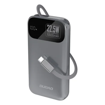 Dudao K31 10000 mAh 22.5W PD Power Bank with Built-in Cable, Grey