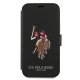 Apple iPhone 12 mini 5.4\" US Polo Embroidery Collection Book Case Cover (USFLBKP12SPUGFLBK), Black