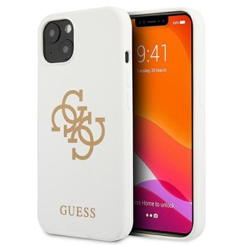 Apple iPhone 13 mini 5.4'' Guess Silicone 4G Logo Case Cover (GUHCP13SLS4GGWH), White