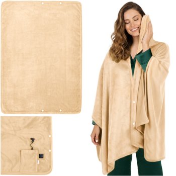 Ruhhy 26226 USB Heated Throw for Shoulders and Back, 160x90 cm, Beige