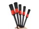 Car Detailing Brush Set with Microfiber Cloth for Interior and Wheels, Black-Red