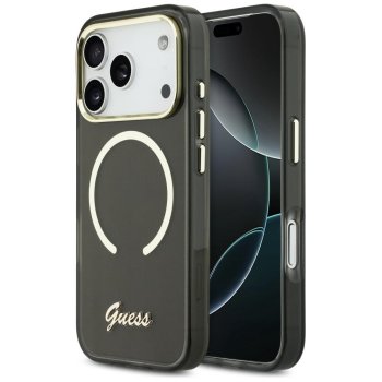 Guess IML Script Metal MagSafe Phone Case Cover iPhone 17 Pro Max - Black