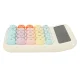 Office Calculator with Round Colorful Buttons, White