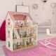 LULILO Peonio Wooden Dollhouse with LED Lighting, 70cm, Pink