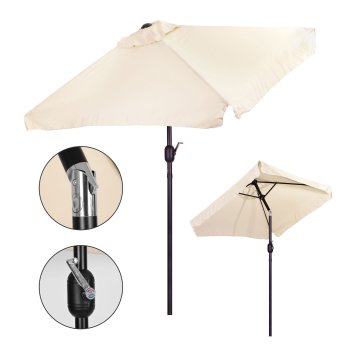 Large Rectangular Garden Umbrella with Crank and Tilt 200x140cm MultiGarden, Beige