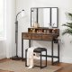 Rustic Dressing Table with Tri-Fold Mirror and Stool