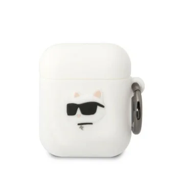 Karl Lagerfeld Silicone Choupette Head 3D AirPods 1/2 Case, White