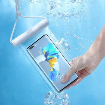 Baseus Waterproof Phone Bag Case Cover for Swimming Pool Beach 210 x 110mm, White
