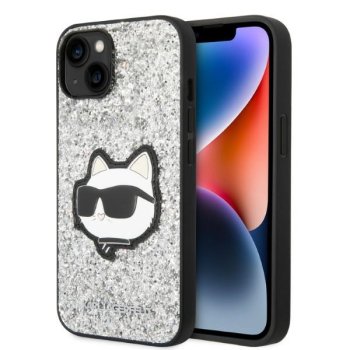 Apple iPhone 14 6.1" Karl Lagerfeld Glitter Choupette Patch Case Cover (KLHCP14SG2CPS), Silver