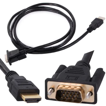 VGA to HDMI Cable 1.3 m, Full HD 1080p, Gold-Plated Connectors, Black