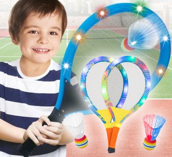 Kids LED Tennis Badminton Rackets + Shuttlecocks