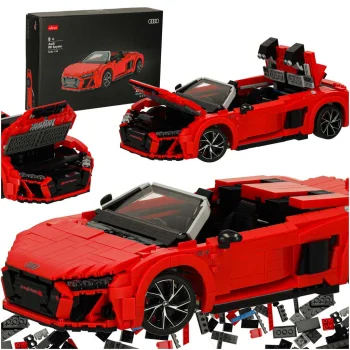 Rastar Audi R8 Spyder 1:14 Building Blocks Set, 1440 Pieces, Red