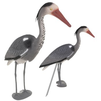 Garden Heron Statue Gardlov 66cm Pond Ornament on Stake, Grey