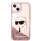 Чехол Karl Lagerfeld Glitter Karl\'s Head для iPhone 14 Plus / 15 Plus - розовый