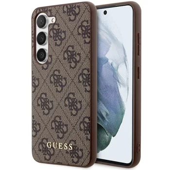 Guess 4G Metal Gold Logo Case for Samsung Galaxy S23, Brown