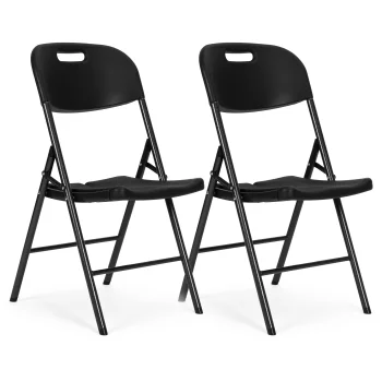 ModernHome Heavy Duty Folding Chairs Set of 2 for Garden and Events, Black
