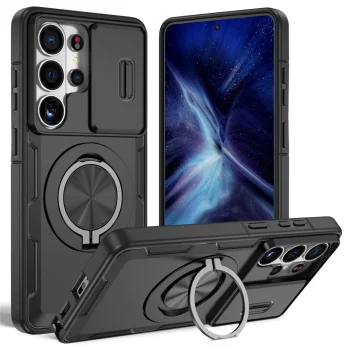 Samsung Galaxy S26 Ultra Case with Camera Cover, Stand and MagSafe, Black