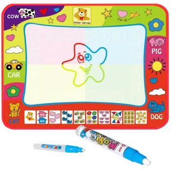 Large Educational Water Drawing Mat with 2 Markers 80x60cm