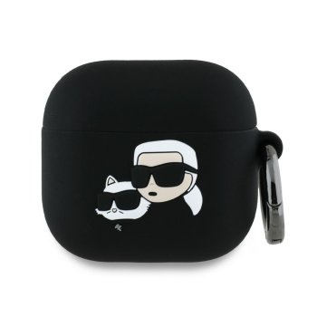 Karl Lagerfeld Silicone Karl&Chaupette Head 3D Case for AirPods 4 Black