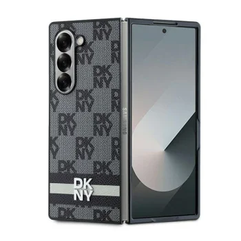 DKNY Checkered Pattern Printed Stripes Case for Samsung Galaxy Z Fold 6, Black