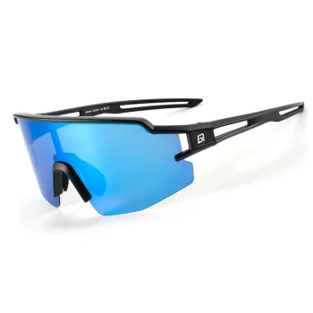 Rockbros 14120008007 Polarized Cycling Glasses with UV400 & Optical Insert, Black/Blue