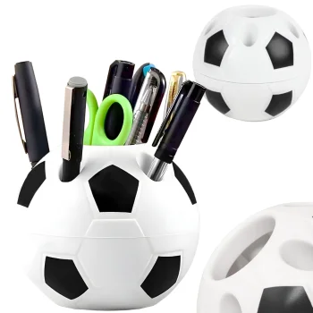 Football-Shaped Desk Organizer Pen Holder, 9 cm, Black