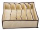 Underwear Drawer Organizer for Socks and Belts, 6 Compartments, Beige