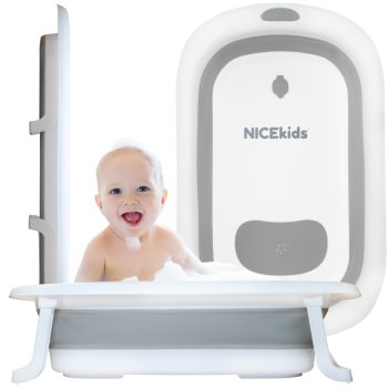 Детская складная ванночка Nicekids, Серый/Белый | Folding Baby Bathtub