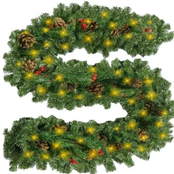Ruhhy 22322 Artificial Christmas Garland with LED Lights, 2.7m