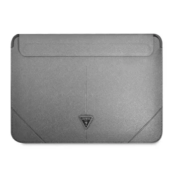 Guess Saffiano Triangle Logo 16" Laptop Sleeve - Silver