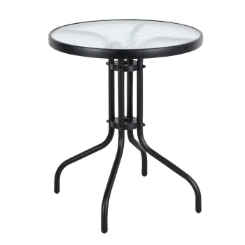 Multigarden Garden Table, 60 cm, Tempered Glass, Black