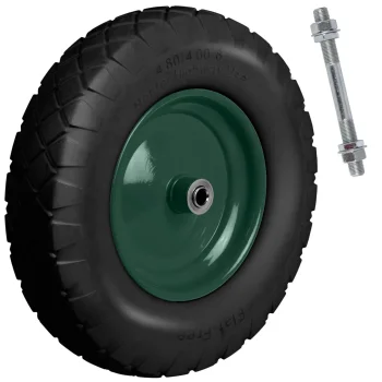 Humberg 4884 Tubeless Wheelbarrow Wheel 4.00-8, Black/Green