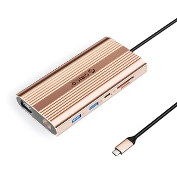 Orico XDR 12-in-1 USB-C Docking Station HDMI 4K VGA RJ45 Gigabit PD 100W - Rose Gold