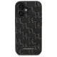 Karl Lagerfeld iPhone 16 Plus Case Leather Monogram Metal Logo, Black