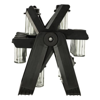 Rotating Spice Organizer with 18 Glass Jars, Black