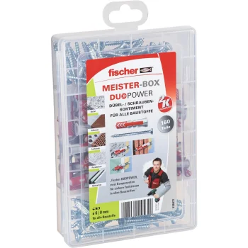 Fischer MeisterBox DuoPower Plug and Screw Set, 160 Pieces