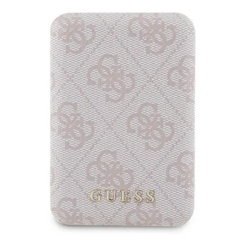 Guess 5000mAh Powerbank 4G Leather Metal Logo MagSafe, Pink